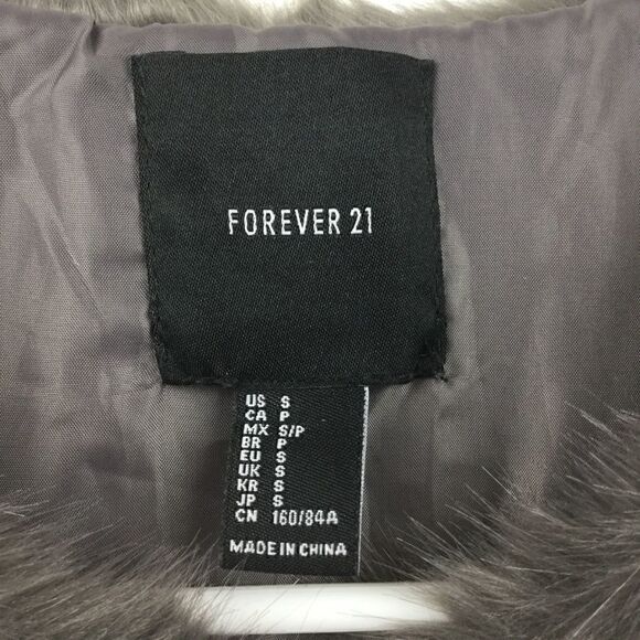 Forever 21 Gray Faux Fur Hook Front Vest S - Picture 2 of 9